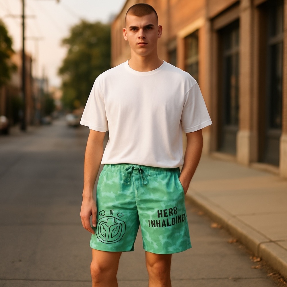 HUF Green Leaf Pattern Shorts